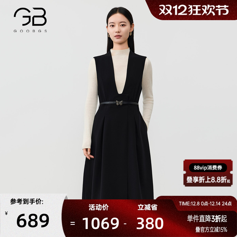 谷邦小香风无袖连衣裙女