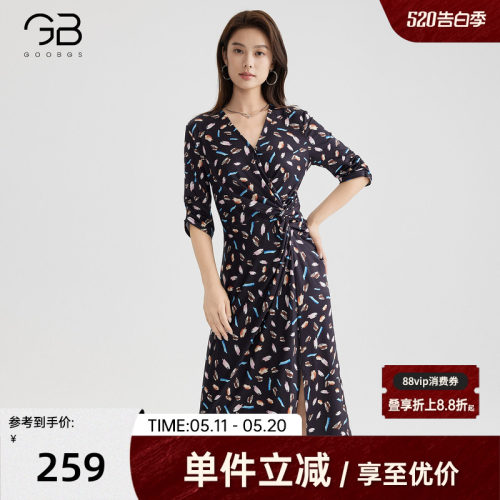 谷邦法式气质收腰连衣裙