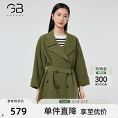 谷邦双排扣短款 纯色简约收腰宽松显瘦休闲外套 风衣女2025春秋新款