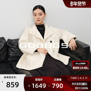 谷邦短款立领毛呢外套女2025冬季新款收腰气质高级感双面呢大衣