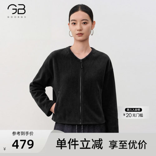 谷邦黑色短款休闲外套女