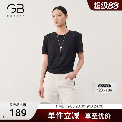 谷邦黑色短袖T恤女2026夏季新款