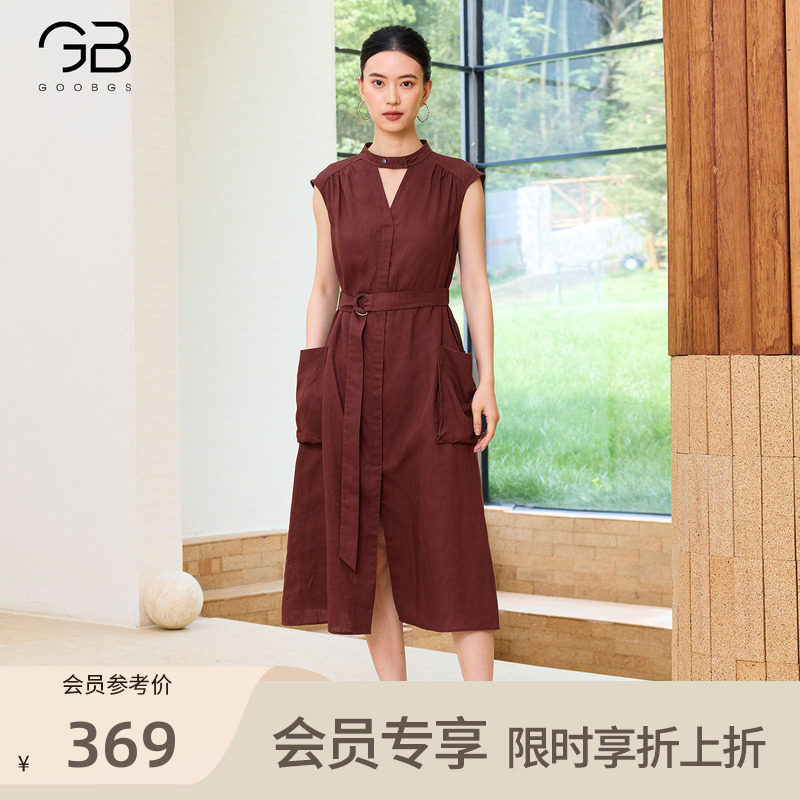 谷邦简约风无袖连衣裙女中长款