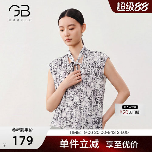 谷邦印花无袖衬衫春夏新款