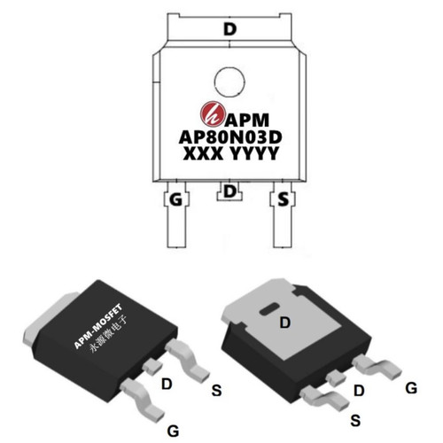 全新原装 AP80N03D 贴片N沟道MOS场效应管 80A 30V 4mΩ TO-252