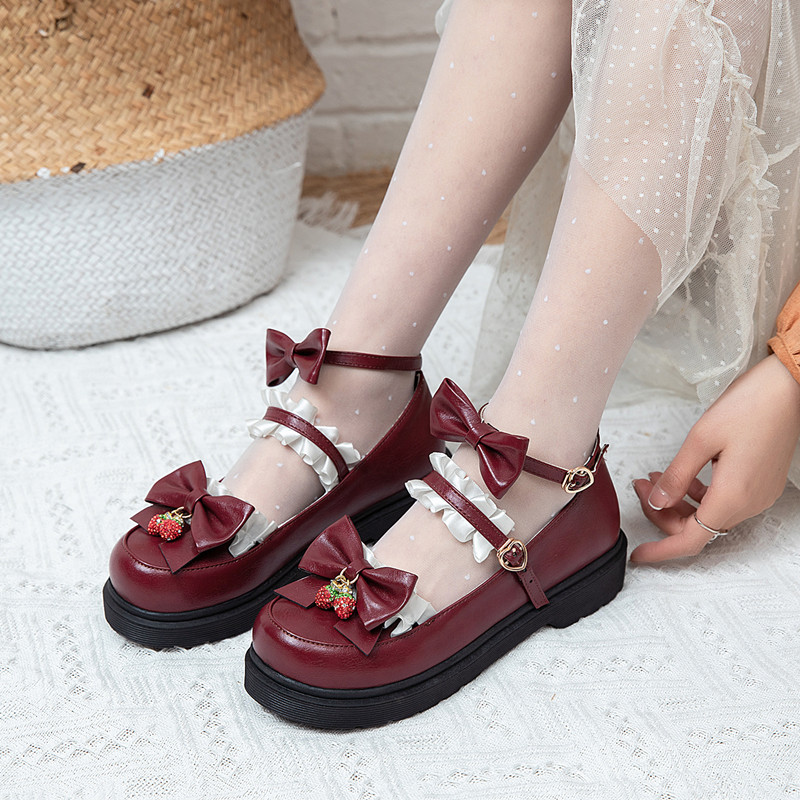 2025春新款复古学院风蕾丝蝴蝶结lo鞋低跟防滑圆头JK制服少女单鞋