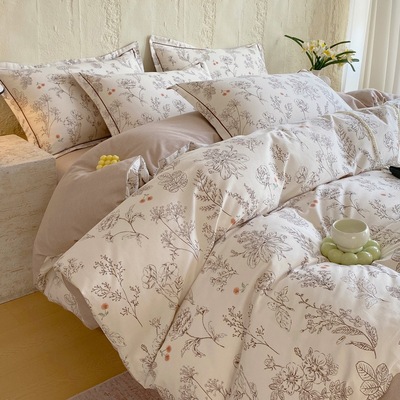 秋冬加厚全棉磨毛四件套纯棉A类无荧加厚单品被套2米床单床笠款