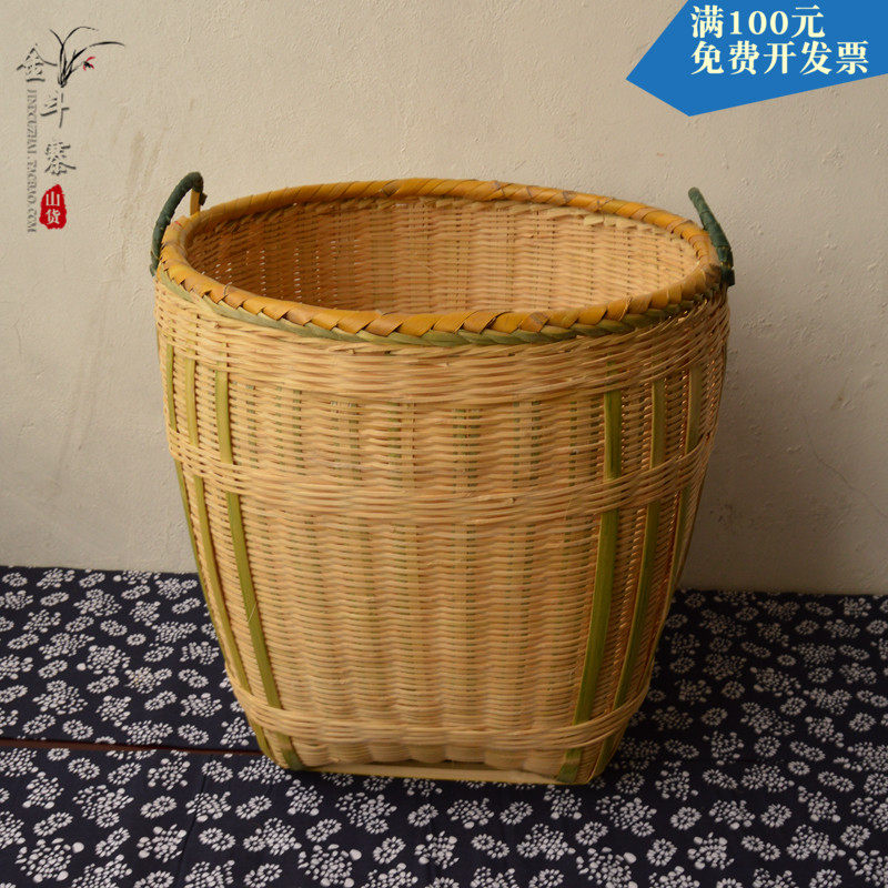 湘西手工竹编竹筐小大号筐用田园厨房收纳筐超市展示筐带盖竹匾