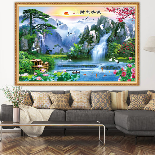 一撕即贴3D仿真边框山水画装饰画