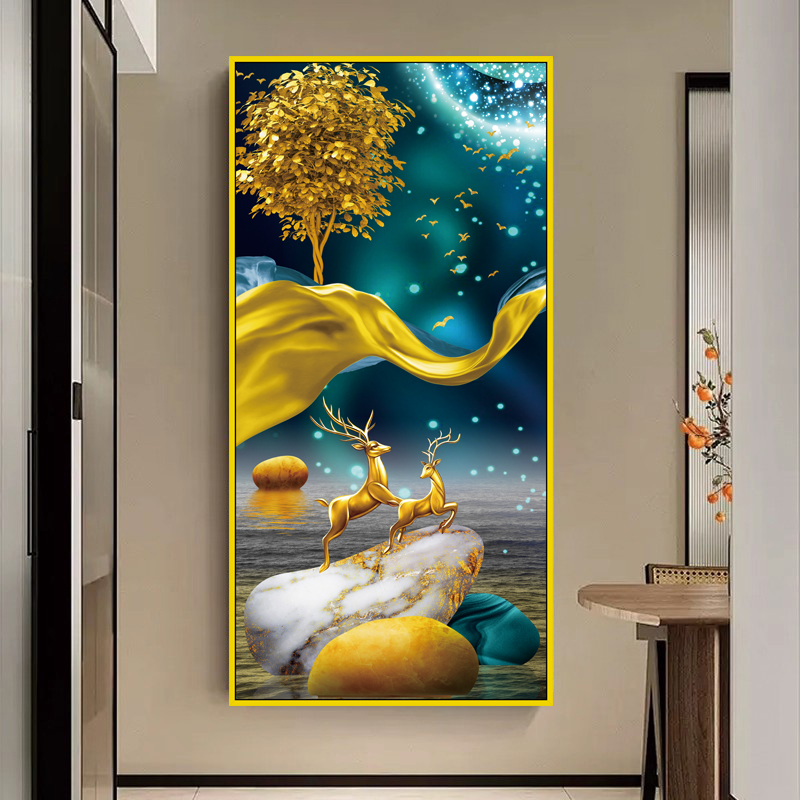 玄关九鱼壁画自粘墙纸贴画