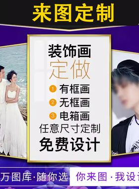 来图定做diy挂画无框玄关装饰壁画山水画海报照片墙纸晶瓷画定制