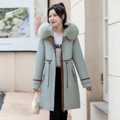 内胆可拆卸棉衣女中长款宽松加厚