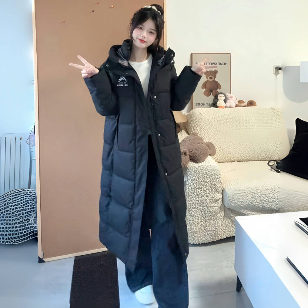 2025冬季新款羽绒棉服女中长款过膝加厚棉衣时尚修身收腰棉袄外套