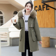 派克服女可拆卸棉衣2025新款冬季大码棉袄中长款过膝羽绒棉服外套