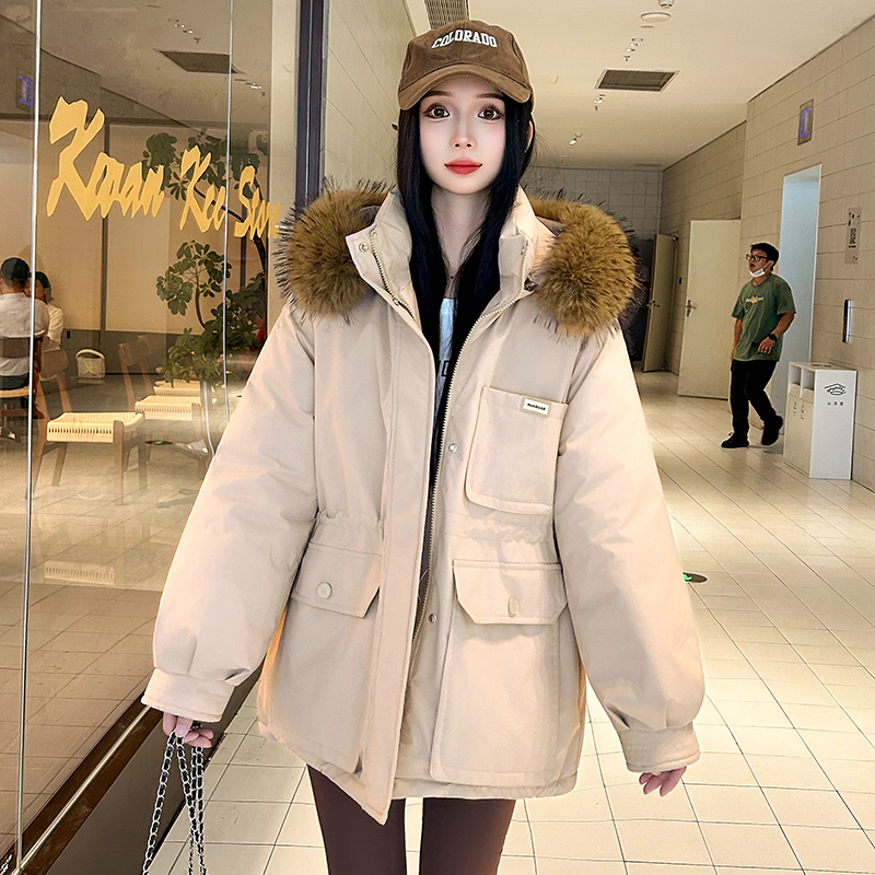冬季新款羽绒棉服女短款加厚棉衣时尚百搭宽松大毛领棉袄外套潮