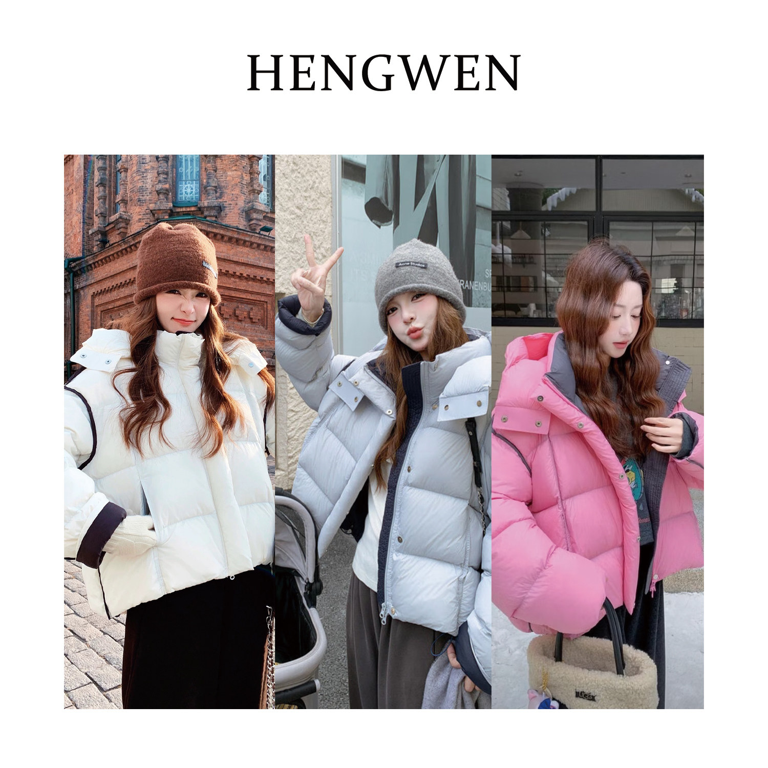 【90%白鹅绒】设计师款拼接撞色帽子可拆卸羽绒服 A318