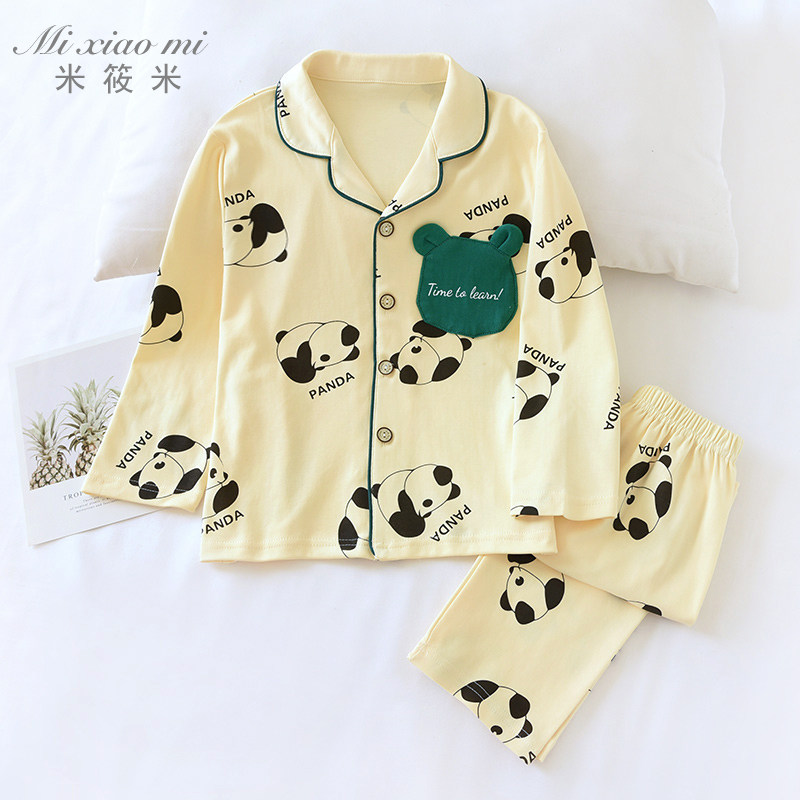 米筱米儿童春秋新品纯棉睡衣套可爱熊猫全棉家居服宝宝棉毛长袖套,童装/婴儿装/亲子装,家居服套装,淘宝优惠券,粉丝福利购,淘宝优惠卷