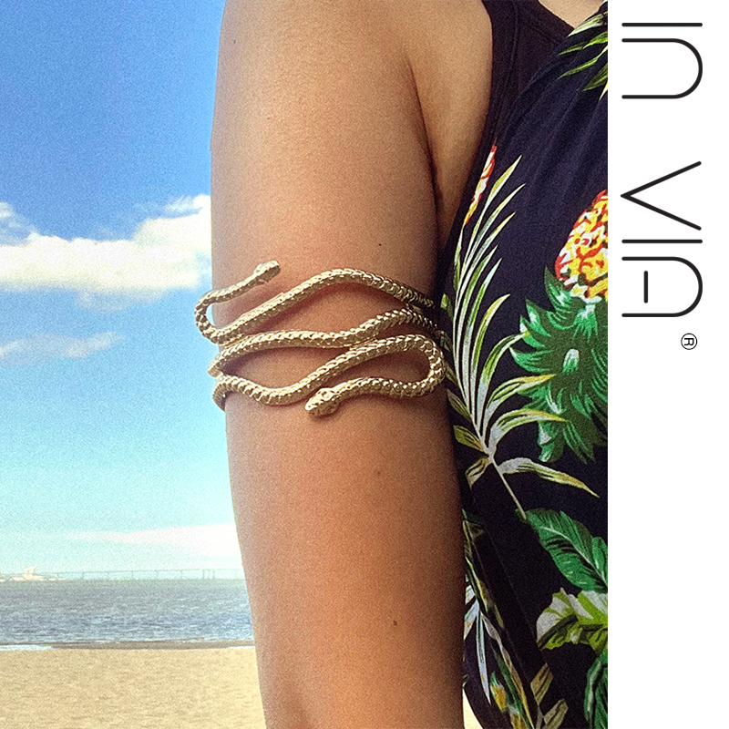 限量金色蛇形手臂环链镯子开口手镯波西米亚风饰品印度风肚皮舞