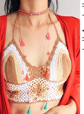 invia流苏彩色长项链叠戴