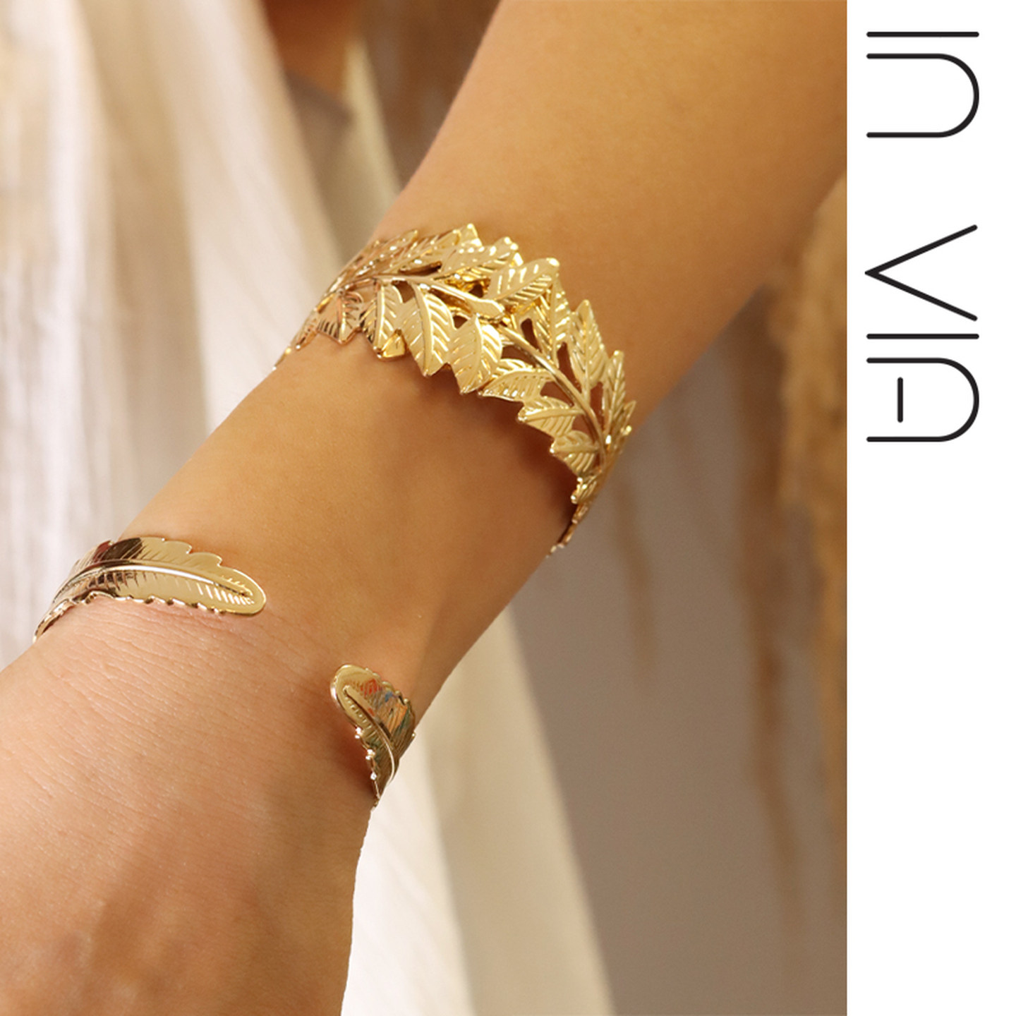 印度埃及希腊风女神金色树叶手镯子女开口手饰夸张复古波西米亚