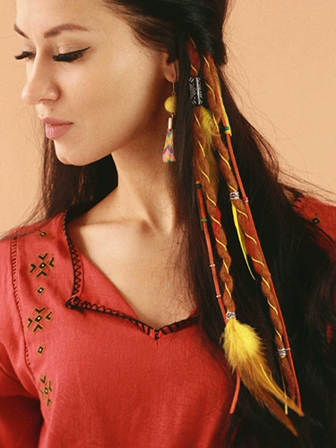 invia Этнический красный аксессуар для волос, дреды с косичкой, резинка для волос, парик для плетения волос, стиль бохо, этнический стиль