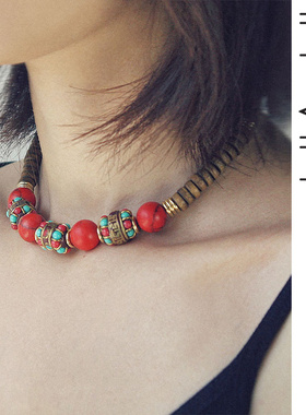 原创锁骨链invia松石文艺尼泊尔