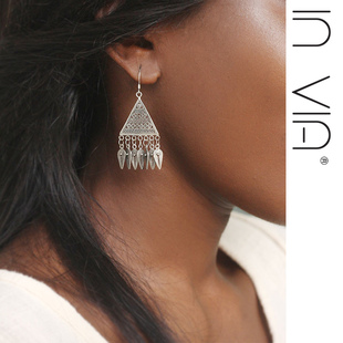 新中式耳环镂空耳饰精美民族风藏式马面裙银饰流苏短款耳坠古国风