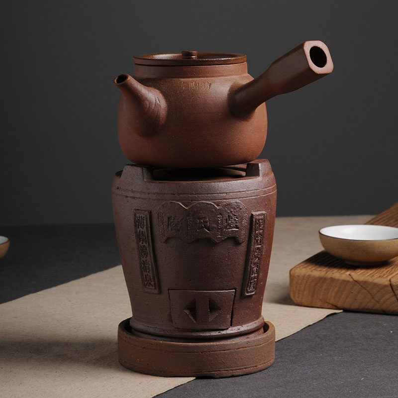 陆氏炭炉煮茶工夫茶炉碳炉小风炉潮汕陶土书煨橄榄炭核桃碳炉陶壶