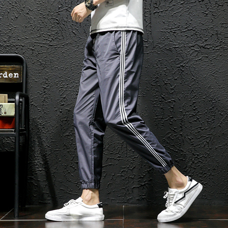 日系大码 潮男青年休闲束脚九分裤速干裤K10-P45 M-5XL现货图片