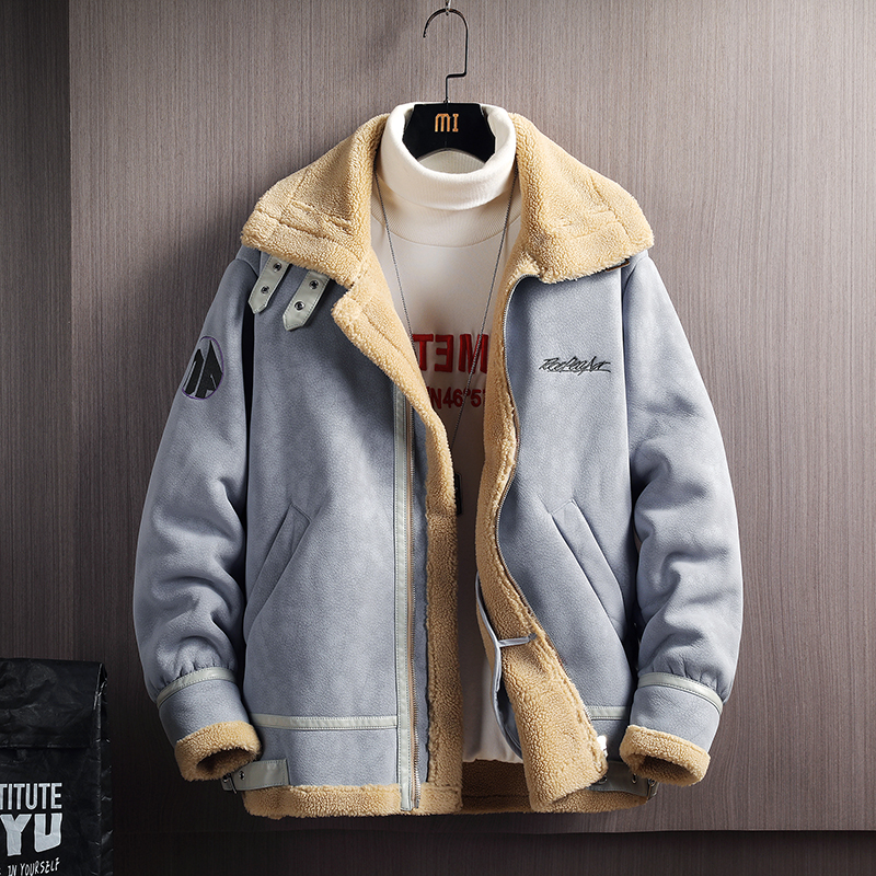 立体挂拍冬季皮毛一体男加绒加厚外套Z1929-P260大码主推，男装夹克，电商D308