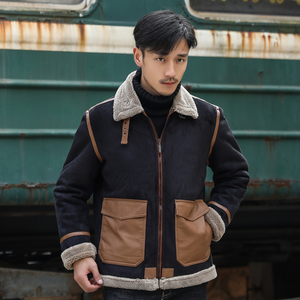 模特外景 冬季皮毛一体男加绒加厚夹克外套 Z131-P240 主推 大码，男装夹克，电商D308