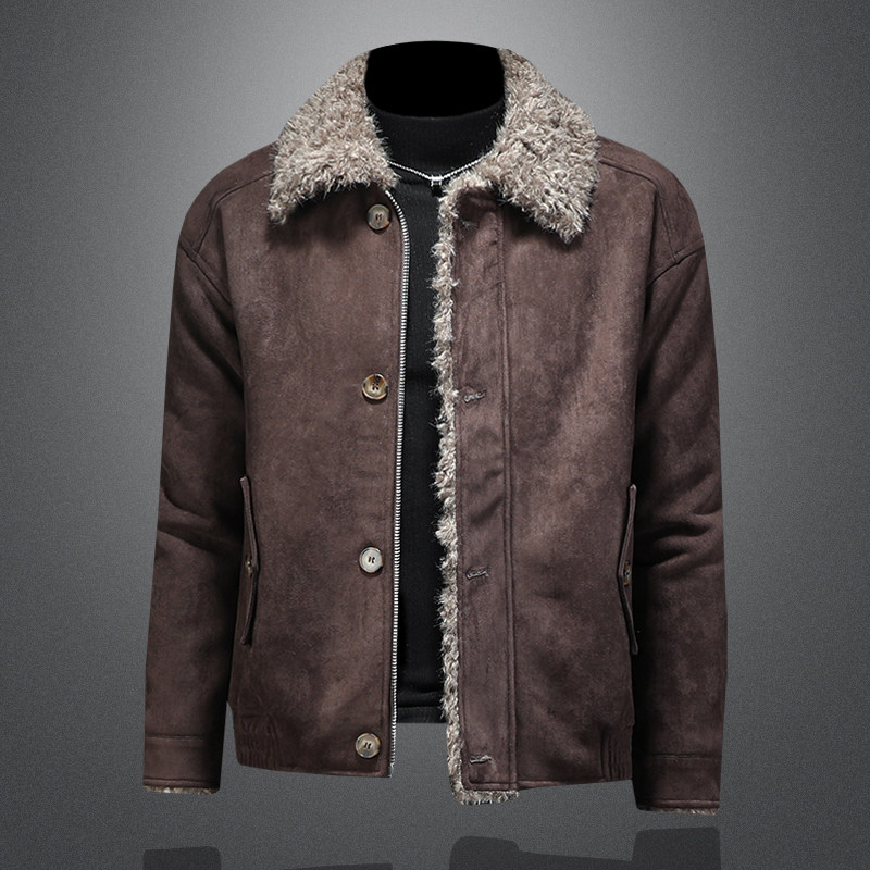 冬季男装大码皮毛一体加绒加厚外套DSD308-Z8808-P265镂空，女装短外套，电商D308