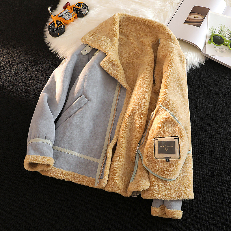 冬季大码皮毛一体男加绒加厚夹克外套Z1929-P260，男装夹克，电商D308