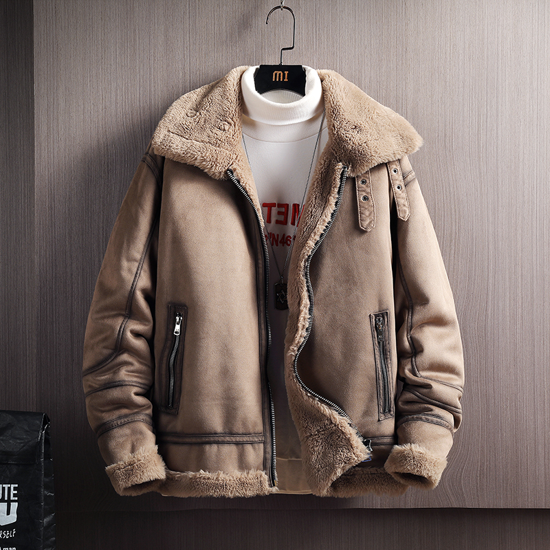 日系大码冬季皮毛一体男加绒加厚外套Z1928-P255主推大货，女装短外套，电商D308