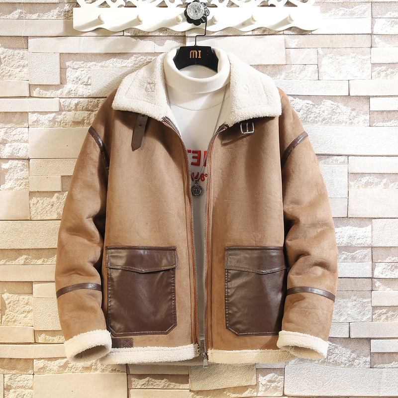 冬季男装大码皮毛一体加绒加厚外套DSD308-Y1001-P240，女装短外套，电商D308