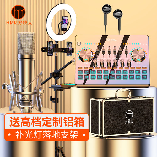 录音棚级48V高端直播声卡全套装