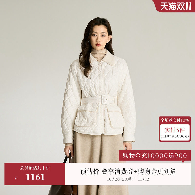 OBEG欧碧倩新款初冬轻量菱格收腰棉服外套女50524526