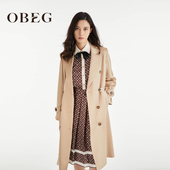 OBEG欧碧倩知识分子风风衣女中长款 春秋双面缎收腰外套10463037