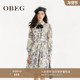 OBEG欧碧倩国风水墨印花长袖 连衣裙女春秋碎花裙子10463007