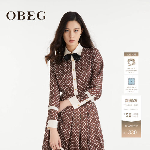 欧碧倩OBEG时尚印花衬衫