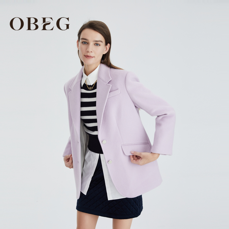 毛呢大衣短款西装OBEG通勤