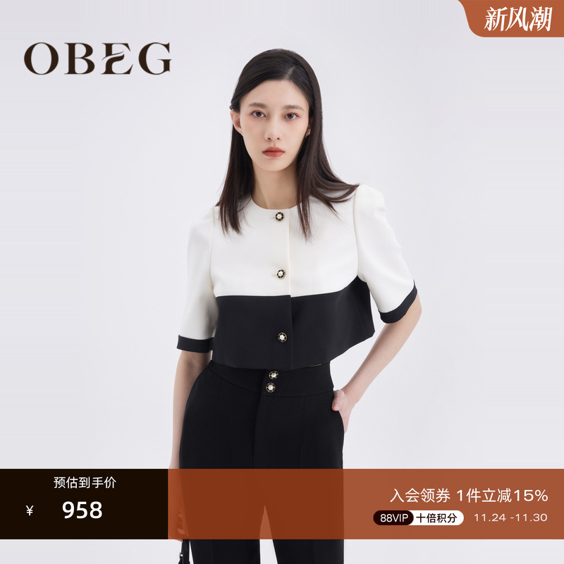 OBEG欧碧倩法式高腰上衣