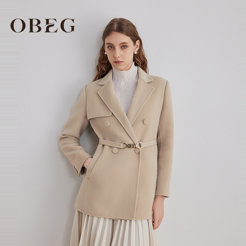 OBEG欧碧倩西装领羊毛双面呢大衣羊绒通勤外套女25冬新款50504514