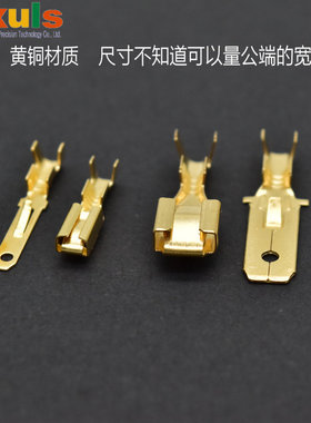 电动车电线接头端子2.8/6.3mm公母端子黄铜对插件胶壳用接线插片