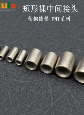 直通中间接头紫铜短形中间连接端子铜管接线端子PNT1.25/2/60/150