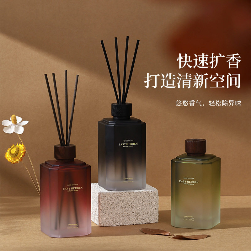 500ML四方香薰瓶经典无火藤条挥发瓶精油扩香玻璃高级感家用持久