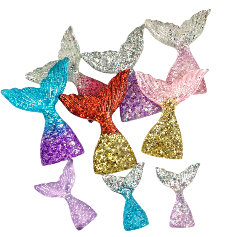 人鱼尾巴树脂配件 海洋风格摆台 耳饰奶油胶手机壳水晶滴胶材料