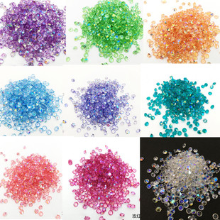 10克3mm闪亮AB彩色透明尖顶钻石 水晶滴胶流沙填充物美甲钻1340颗