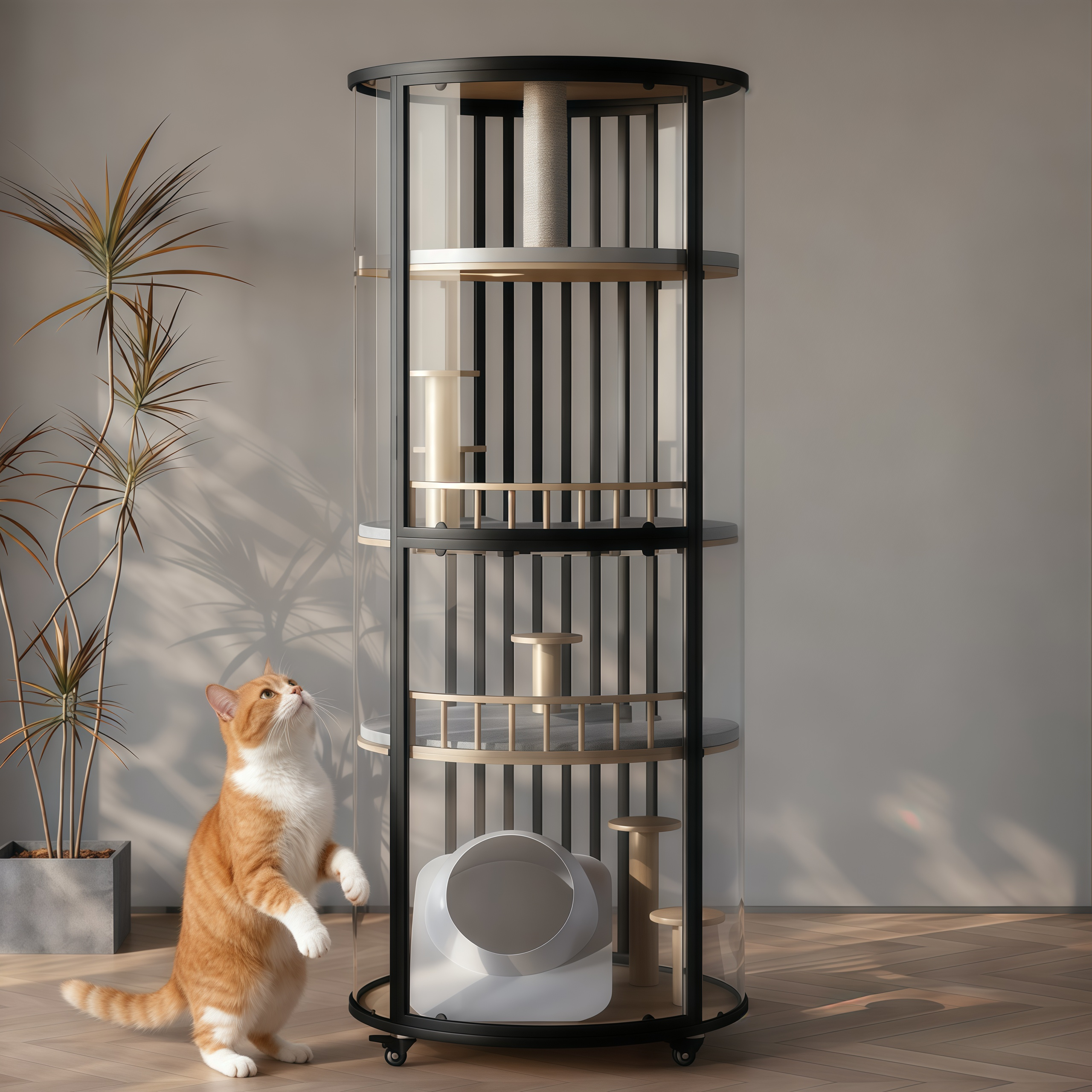 猫窝猫别墅豪华柜笼家用室内全透明玻璃四季通用带厕所一体封闭式