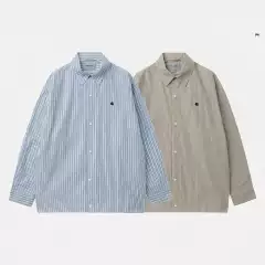 现货CARHARTT WIP L/S ASHER SHIRT 卡哈特 条纹长袖衬衫241009